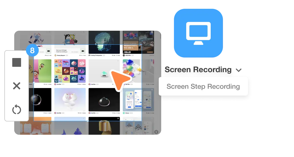 Step Recorder tool within Visla's screen recording app, highlighting the ease of capturing user interface interactions.